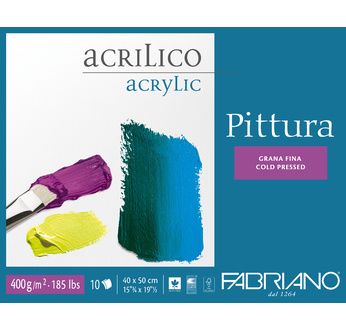 FABRIANO PITTURA -Bloc 40x50 cm -400 gsm -10 feuilles grain fin