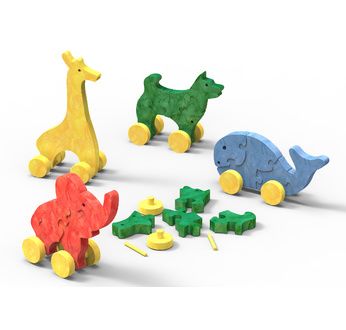 ZOOZLI Sachet de 20 pièces (4 animaux puzzles sur roues)