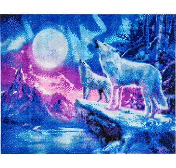 CRYSTAL ART Kit tableau broderie diamant 40x50cm Loups