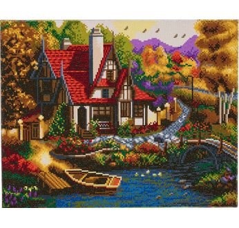 CRYSTAL ART Kit tableau broderie diamant 40x50cm Cottage