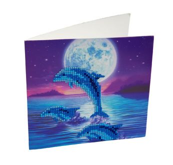 CRYSTAL ART Kit carte broderie diamant 18x18cm Dauphins