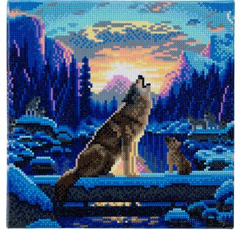 CRYSTAL ART Kit tableau broderie diamant 30x30cm Loup crépuscule