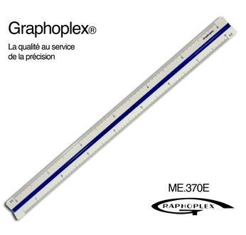 GRAPHOPLEX  transparent reduction rulers - 30 cm; 6 scales 1/20 to 1/100