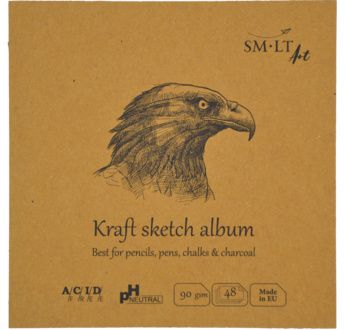 SM-LT Livre de dessin carré 180° Kraft 14x14cm - 48 fles - 90 gsm