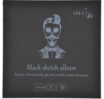 SM-LT Livre de dessin carré 180° Noir 14x14cm - 32 fles -170 gsm