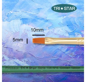 Tristar, Synthetic fibre brush - flat N°6 - short green handle