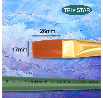 Tristar, Synthetic fibre brush - flat N°18 - short green handle