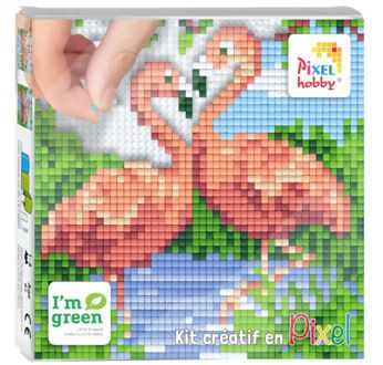 PIXEL Kit créatif tableau 12x12cm - Flamant rose