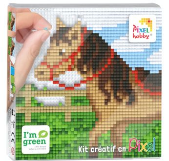 PIXEL Kit créatif tableau 12x12cm - Cheval au pré