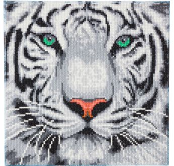 CRYSTAL ART Kit tableau broderie diamant 30x30cm Tigre des neiges