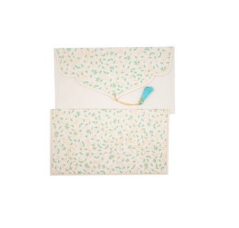 PAPERTREE DOUCHKA Enveloppe kdo 19x10 cm Ivoire/Bleu pastel/Or