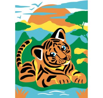 Little artist painting by numbers - Tiger