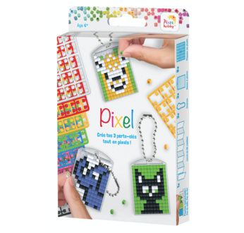 PIXEL Kit créatif 3 porte-clés + livret 38 modèles - Animaux