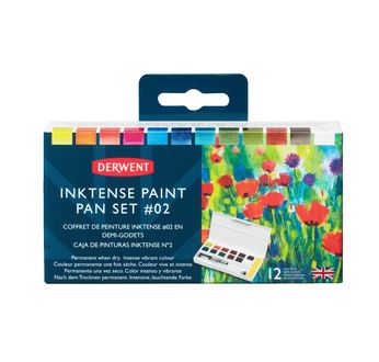 DERWENT - INKTENSE-palette 12 carrés encre aquarelables godet #02 NEW