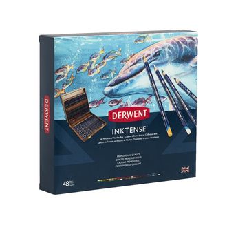 DERWENT - INKTENSE - coffret bois 48 crayons base encre aquarellables