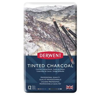Derwent Tinted Charcoal Pencil tin of 12