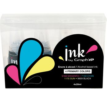 INK by GRAPH'IT - Set of 4 refill bottles 25 ml - primary colours