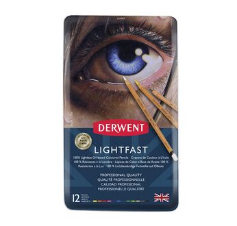 DERWENT - LIGHTFAST - boîte métal 12 crayons de couleur