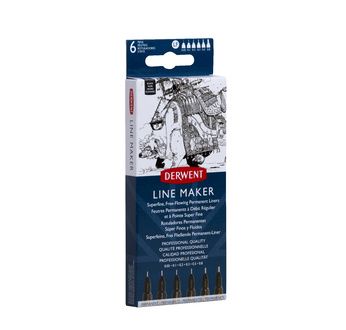 DERWENT - LINE MAKER - assortiment de 6 fineliners encre noir