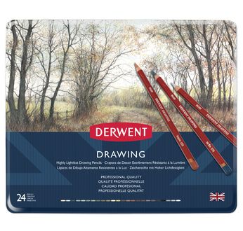 DERWENT - DRAWING - boîte métal 24 crayons de couleur
