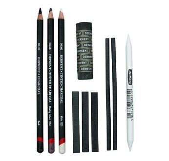 DERWENT - CHARCOAL - set de 10 crayons fusains