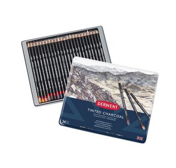 Derwent Tinted Charcoal Pencil tin of 24