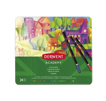 DERWENT - ACADEMY - Boîte métal 24 crayons couleur