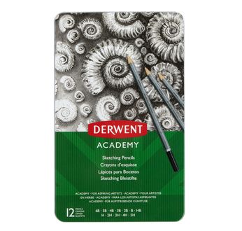 DERWENT - ACADEMY - Boîte métal 12 crayons SKETCHING (6b à 5h)