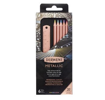 DERWENT - METALLIC - blister 6 crayons couleurs cuivre + 1 règle