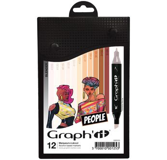 GRAPH'IT Set 12 markers - Skin colours