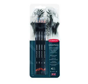 DERWENT - GRAPHIC - blister 4 crayons graphite medium