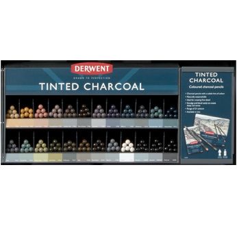 DERWENT - TINTED CHARCOAL- gamme complète 24 crayons à l'unité 1x6x24