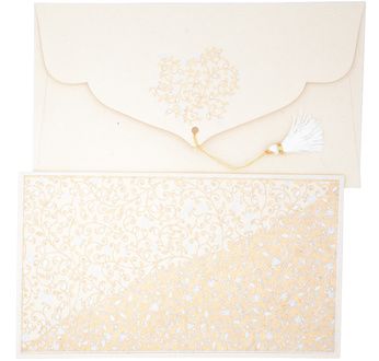 PAPERTREE EVA Enveloppe kdo 19x10cm - Ivoire/Or/Argent