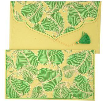 PAPERTREE NATURE Enveloppe kdo 19x10cm - Vert/Or