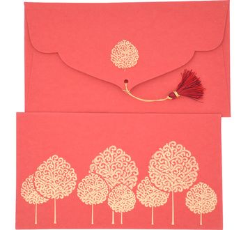 PAPERTREE ARANIA Enveloppe kdo 19x10cm - Rouge/Or