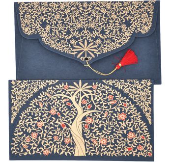 PAPERTREE GAIA Enveloppe kdo 19*10 Noir/Rouge