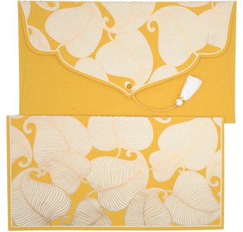 PAPERTREE NATURE Enveloppe kdo 19X10cm - Ivoire/ Bouton d'or