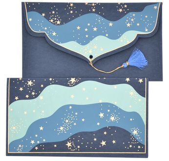 PAPERTREE STARDUST Enveloppe cadeau 19x10cm Bleu