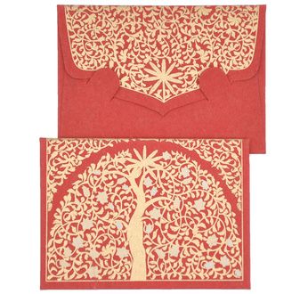 PAPERTREE GAÏA Mini Enveloppe Message + carte 8,5x6cm Ivoire/rouge