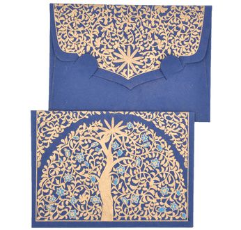 PAPERTREE GAÏA Mini Enveloppe Message + carte 8,5x6cm Bleu