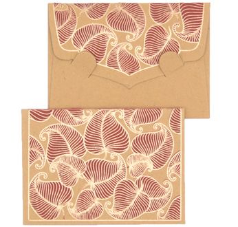 PAPERTREE NATURE Mini Env. Message + carte 8,5x6cm Kraft/Bordeaux