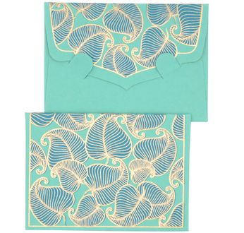 PAPERTREE NATURE Mini Message env + card 6x8,5cm Ocean/gold