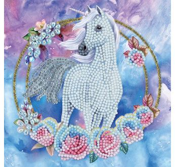 Crystal Art Card 18x18cm Unicorn Garland