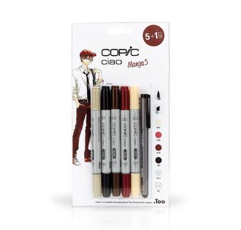 COPIC CIAO "5+1"  Set of 5 Manga 5 colours + 1 Multiliner