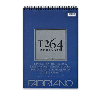 FABRIANO 1264 Bloc Papier Dessin Noir A3 200g-Spiral haut-40fl29,7x42
