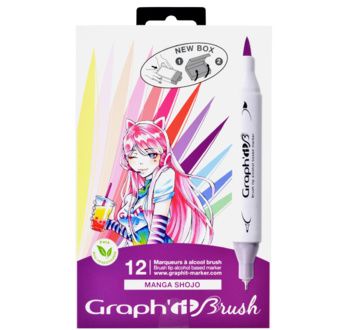 GRAPH'IT BRUSH & EXTRA FINE Set 12 marqueurs - MANGA SHOJO