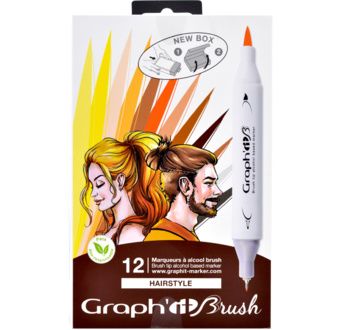 GRAPH'IT BRUSH & EXTRA FINE Set 12 marqueurs - HAIRSTYLE