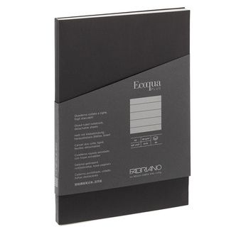 FABRIANO Carnet EcoQuaPlus-Ligné-A5-90gsm-90fls-Dos collé-Noir