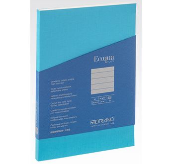 FABRIANO Carnet EcoQuaPlus-Ligné-A5-90gsm-90fls-Dos collé-Turquoise