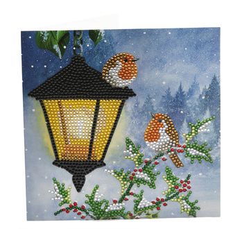 CRYSTAL ART Kit Carte à diamanter 18x18cm Rouge-gorges en hiver